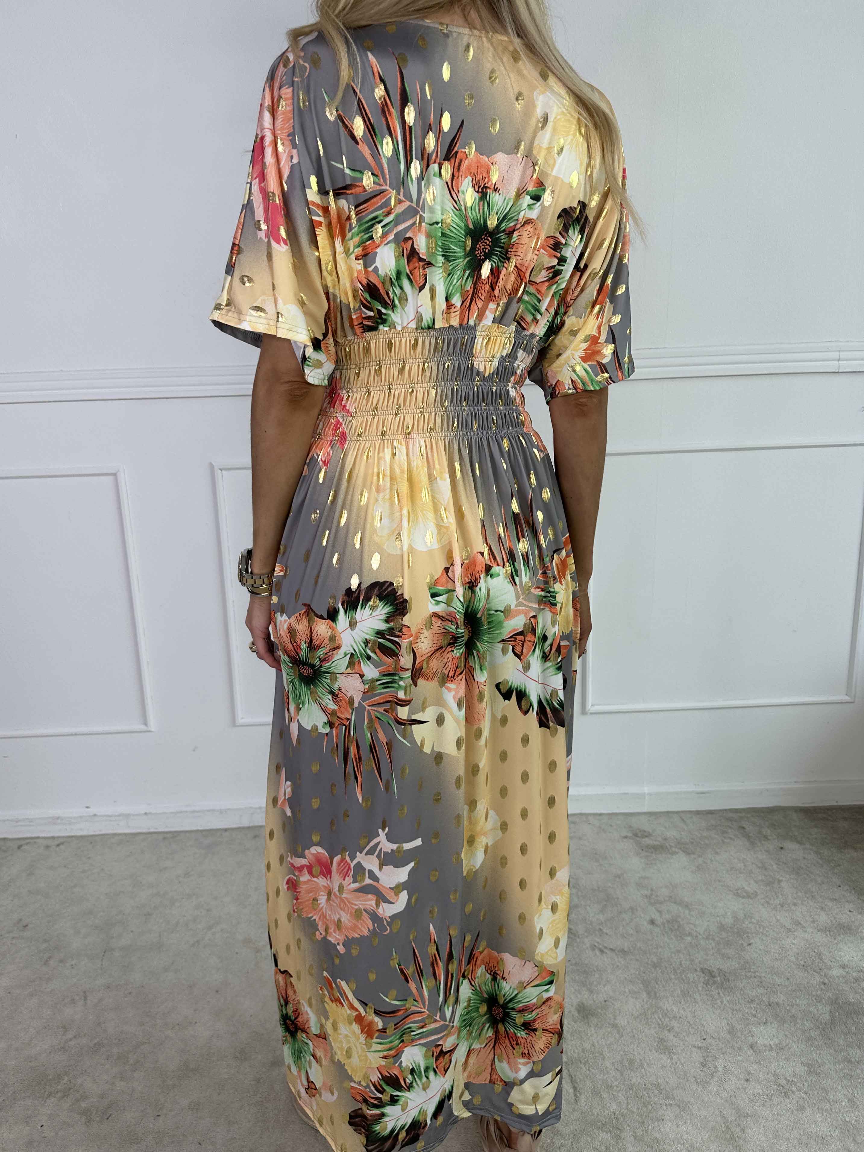 Pams Hawaii - Lång klänning i stretchtyg med blommönster